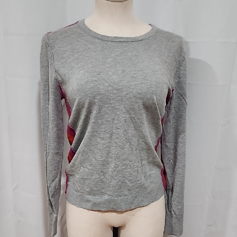 Society Gray Long Sleeve Top with Pink Details